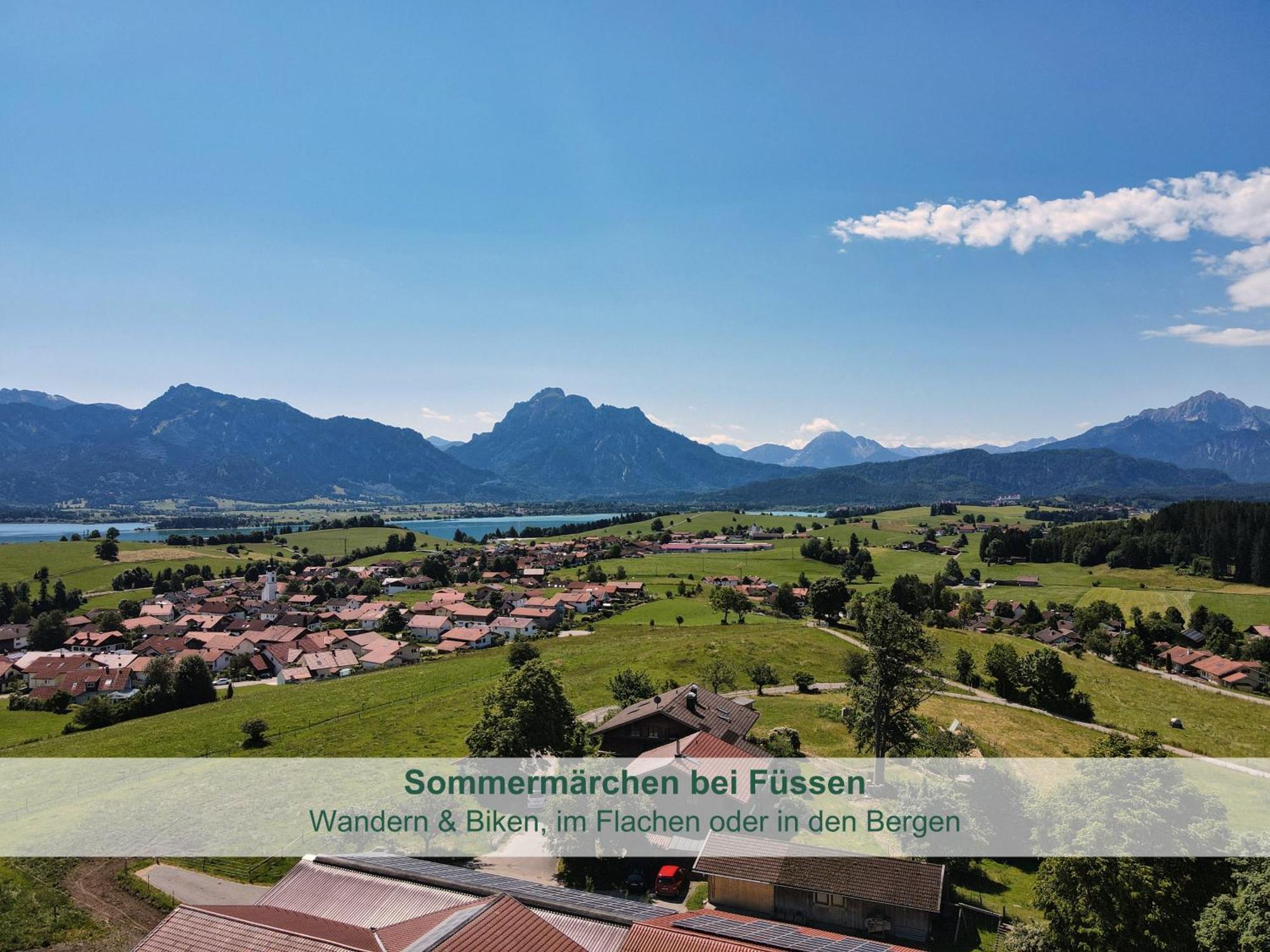 Chalet - Ferienwohnungen - Biohof Stoeger - Panoramasuedbalkon - Grandiose Aussicht Auf See, Berge Und Schloss Neuschwanstein Rieden Eksteriør billede